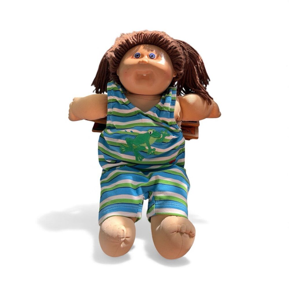 Cabbage Patch Kids Doll 1978-1982 Brown Hair Blue Eyes Pigtails Le Top Outfit